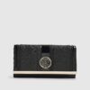 Black Panelled Monogram Clip Top Purse