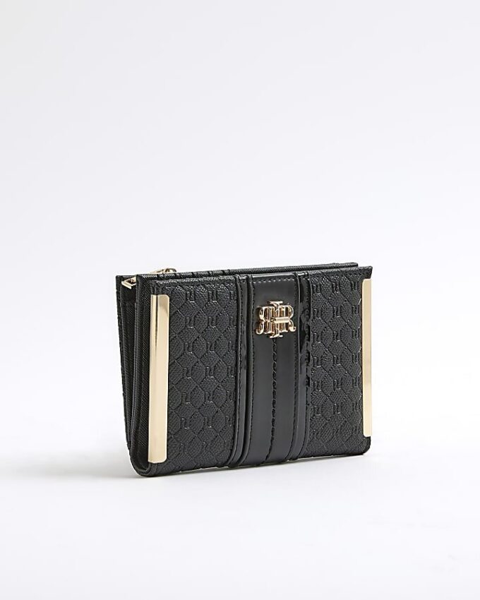 Black Panelled Monogram Purse