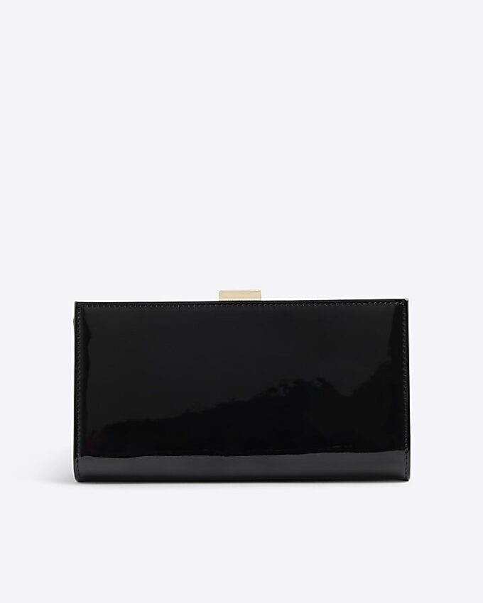 Black Patent RI Monogram Panelled Purse