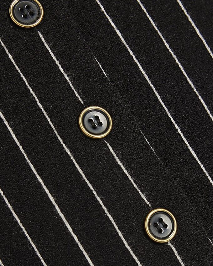 Black Pinstripe Longline Waistcoat