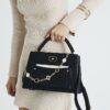 Black Pocket Front Charm Tote Bag