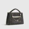 Black Pocket Front Charm Tote Bag