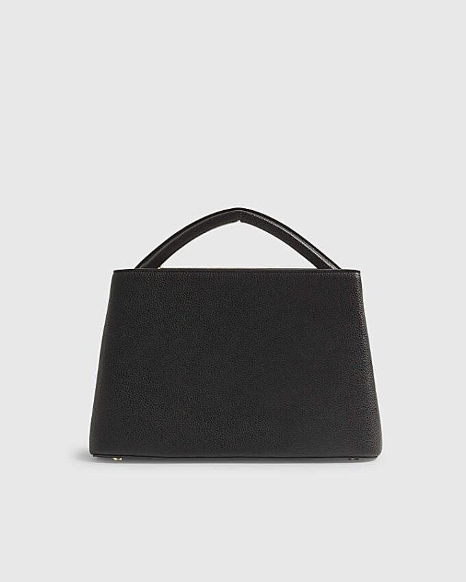 Black Pocket Front Charm Tote Bag