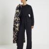 Black Premium Long Sleeve Tie Front Top