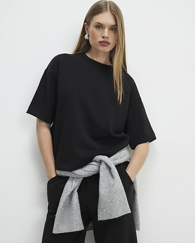 Black Premium Short Sleeve Boxy T-Shirt