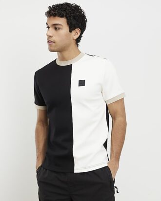 Black Premium Slim Fit Blocked T-shirt