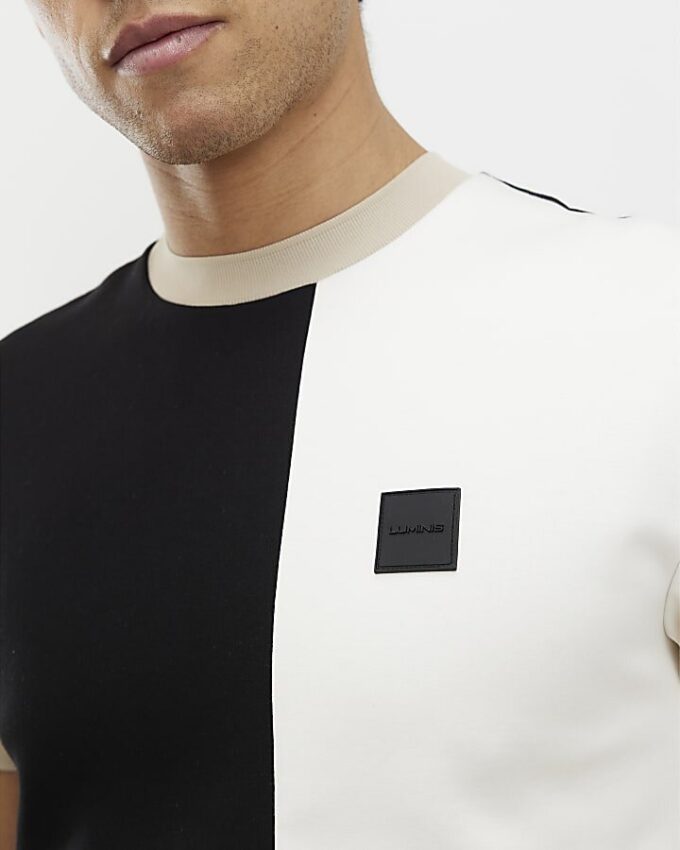 Black Premium Slim Fit Blocked T-shirt