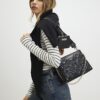 Black Quilted Monogram Crossbody Bag