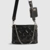 Black Quilted Monogram Crossbody Bag