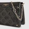 Black Quilted Monogram Crossbody Bag