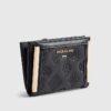Black Quilted Monogram Print Fold Out Purse