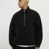 Black Regular Fit Corduroy Funnel Sweatshirt