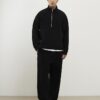 Black Regular Fit Corduroy Funnel Sweatshirt