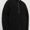 Black Regular Fit Corduroy Funnel Sweatshirt