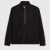 Black Regular Fit Corduroy Funnel Sweatshirt