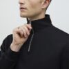 Black Regular Fit Funnel Neck Sweatshirt