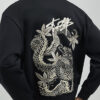 Black Regular Fit Japanese Snake Sweatshirt