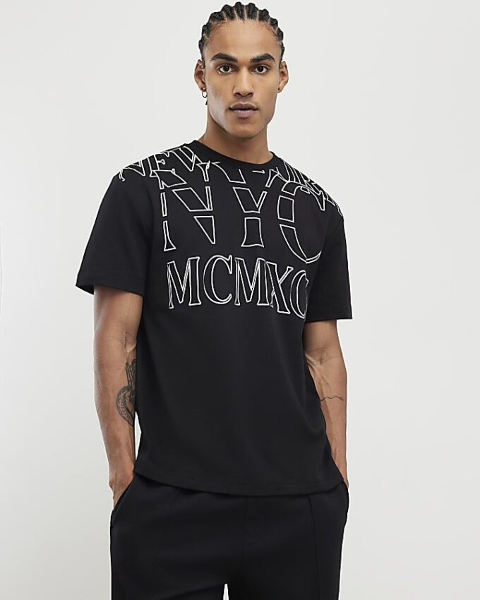 Black Regular Fit NYC MCMXII T-Shirt