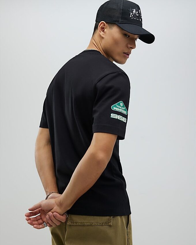 Black Regular Fit Penrose Crest T-Shirt