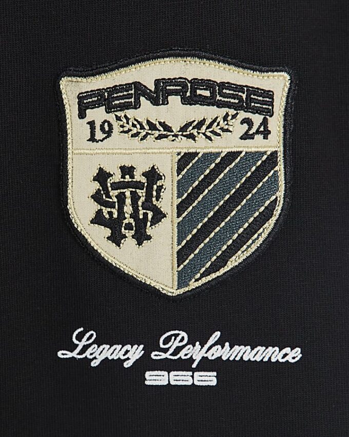 Black Regular Fit Penrose Crest T-Shirt