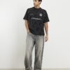 Black Regular Fit Pinstripe Football T-shirt