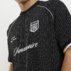 Black Regular Fit Pinstripe Football T-shirt