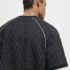 Black Regular Fit Pinstripe Football T-Shirt