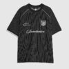 Black Regular Fit Pinstripe Football T-Shirt