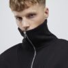 Black Regular Fit Ribbed Sweatshirt