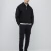 Black Regular Fit Ribbed Sweatshirt