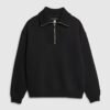 Black Regular Fit Ribbed Sweatshirt