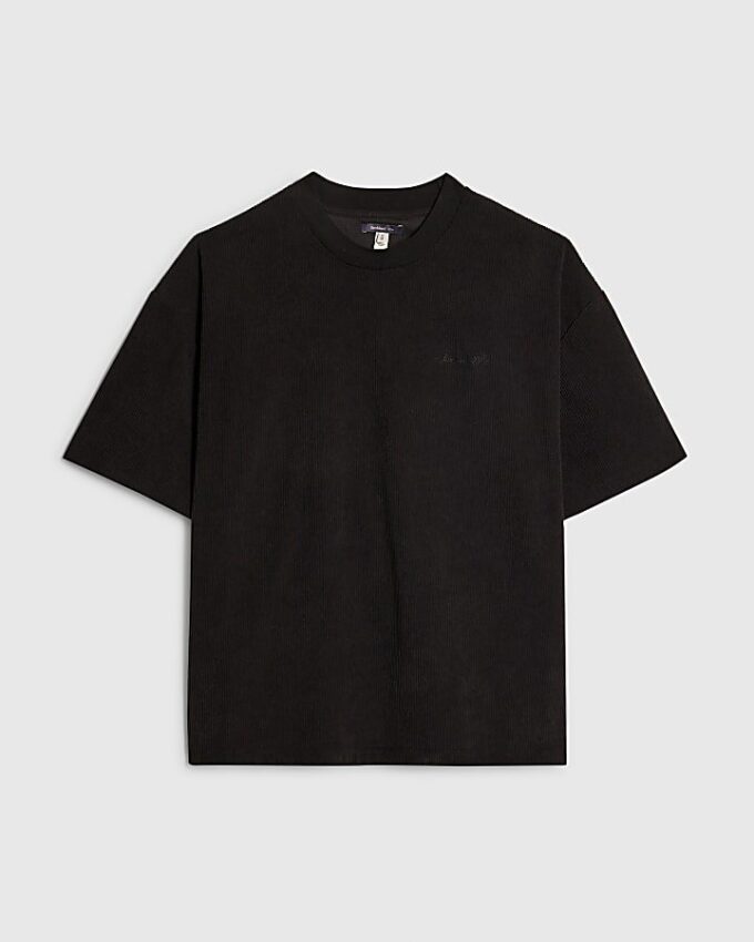 Black Regular Fit Sanctuaire Corduroy T-Shirt