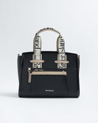 Black RI Monogram Grab Handle Tote Bag