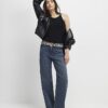 Black Ribbed Racer Front Tank Top