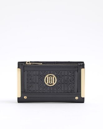 Black RR Monogram Embossed Mini Purse
