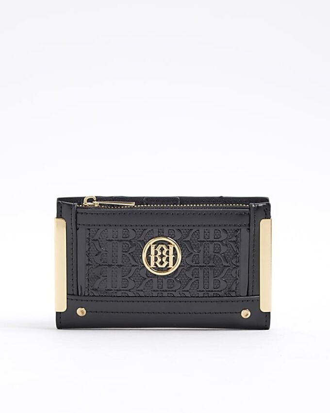 Black RR Monogram Embossed Mini Purse