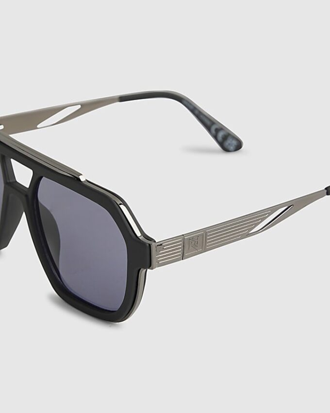 Black Rubberised Aviator Sunglasses