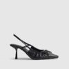 Black Ruched Bow Court Heels