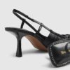 Black Ruched Bow Court Heels