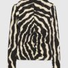Black Ruched Wavy Print Mesh Top