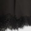 Black Satin Asymmetric Lace Trim Midi Skirt