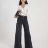 Black Seamed Wide Leg Jeans