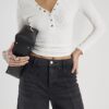 Black Seamed Wide Leg Jeans