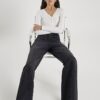 Black Seamed Wide Leg Jeans