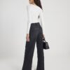 Black Seamed Wide Leg Jeans