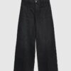 Black Seamed Wide Leg Jeans