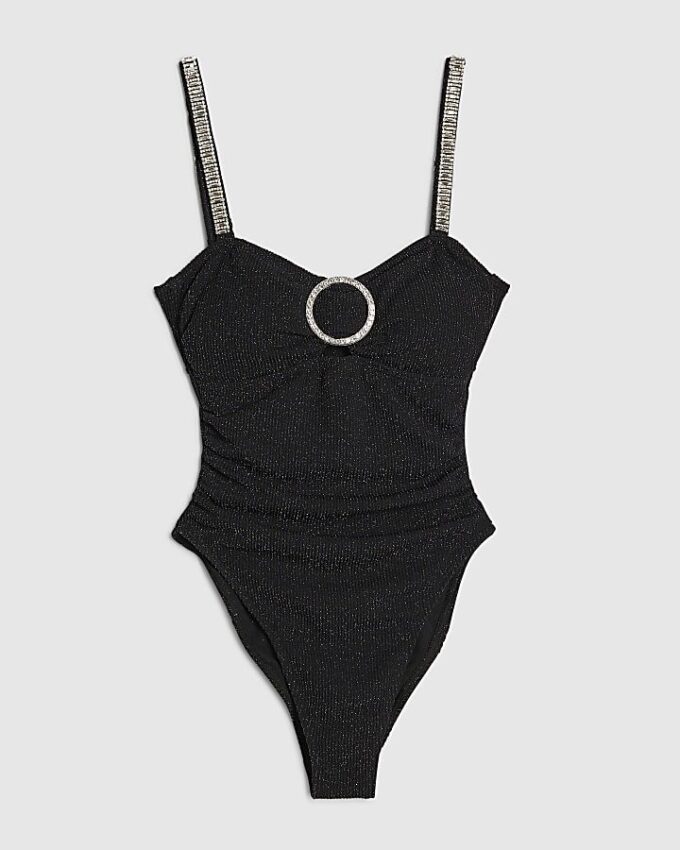 Black Shaping Embellished Swimsuit