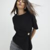 Black Short Sleeve Ruched Side Top