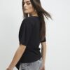 Black Short Sleeve Ruched Side Top