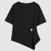Black Short Sleeve Ruched Side Top